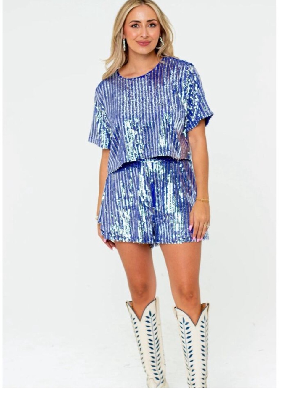 Buddy Love Purple Sequin Two-Piece Top & Short Set